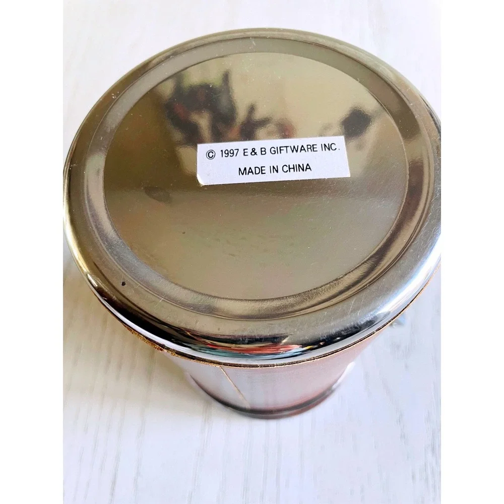 1997 Don Diego Embossed Faux Leather Coffee Canister Wooden Lid Airtight Storage
